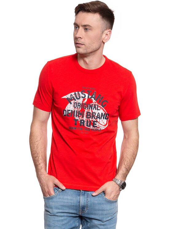 Mustang Mustang T-Shirt ALEX C PRINT Czerwony Regular Fit