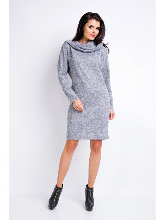 Awama Awama Úpletové šaty A161 Šedá Basic Fit