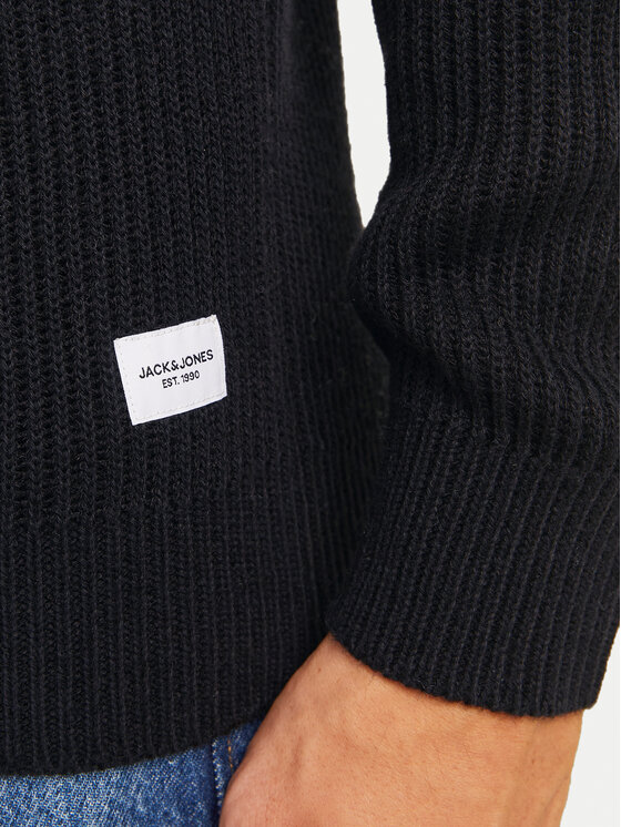 Jack&Jones Jack&Jones Sweter Pannel 12258473 Czarny Regular Fit