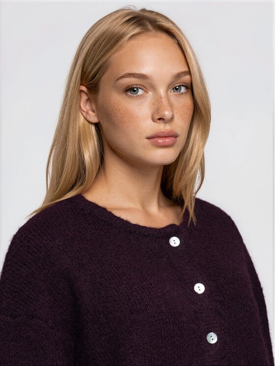 Ombre Ombre Kardigan OW-SW-E0044 Bordowy Relaxed Fit