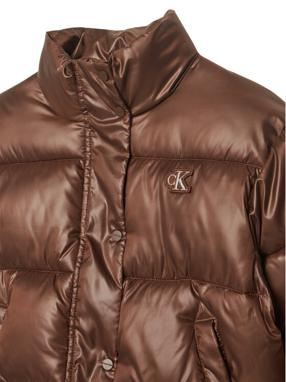 Calvin Klein Jeans Calvin Klein Jeans Prechodná bunda Minime Shiny Short Puffer LVCKTJM01G Hnedá Regular Fit