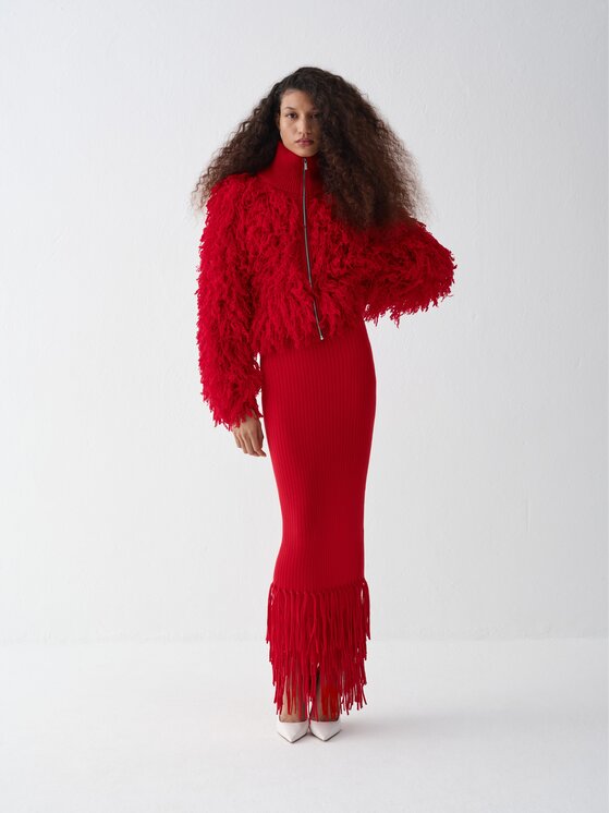 La Mania La Mania Bluza FRINGE Czerwony Basic Fit