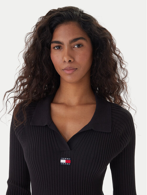 Tommy Jeans Tommy Jeans Úpletové šaty Badge DW0DW22183 Čierna Slim Fit