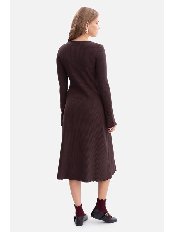 BeWear BeWear Sukienka dzianinowa b308 Brązowy Baggy Fit