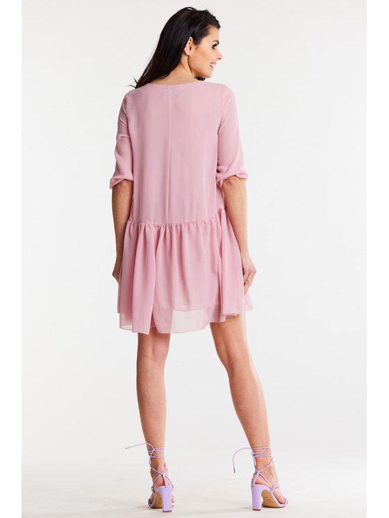 Awama Awama Sukienka letnia A514 Różowy Basic Fit