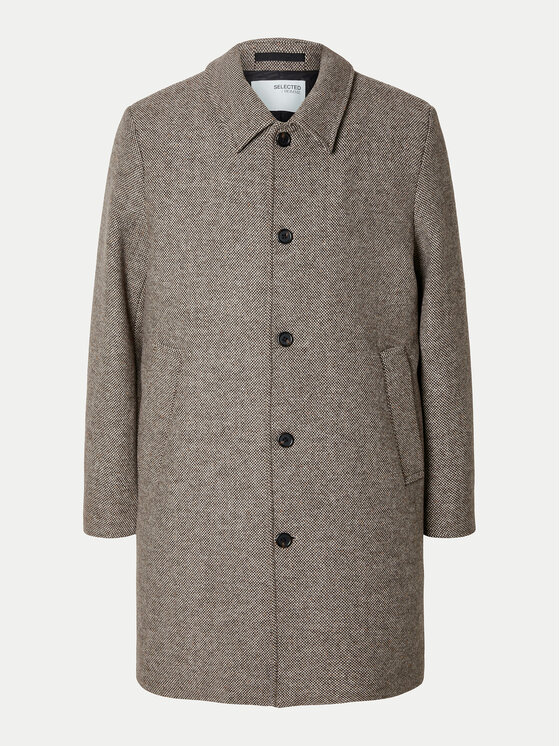 Selected Homme Selected Homme Vilnas mētelis 16089348 Bēšs Regular Fit