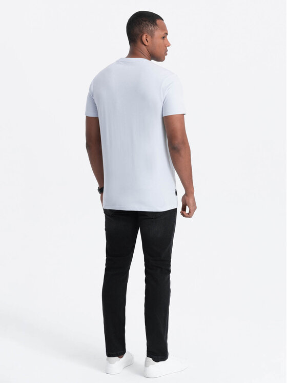 Ombre Ombre T-Shirt OM-TSCT-0109 Błękitny Classic Fit
