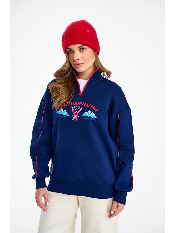 NAOKO NAOKO Bluza High Altitude Granatowy Oversize