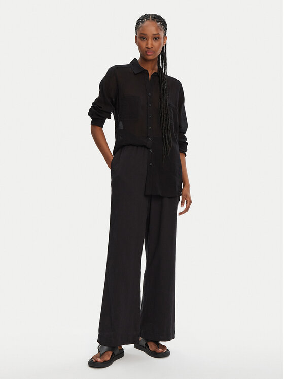 Seafolly Seafolly Pantaloni din material Crinkle 55430-PA Negru Relaxed Fit