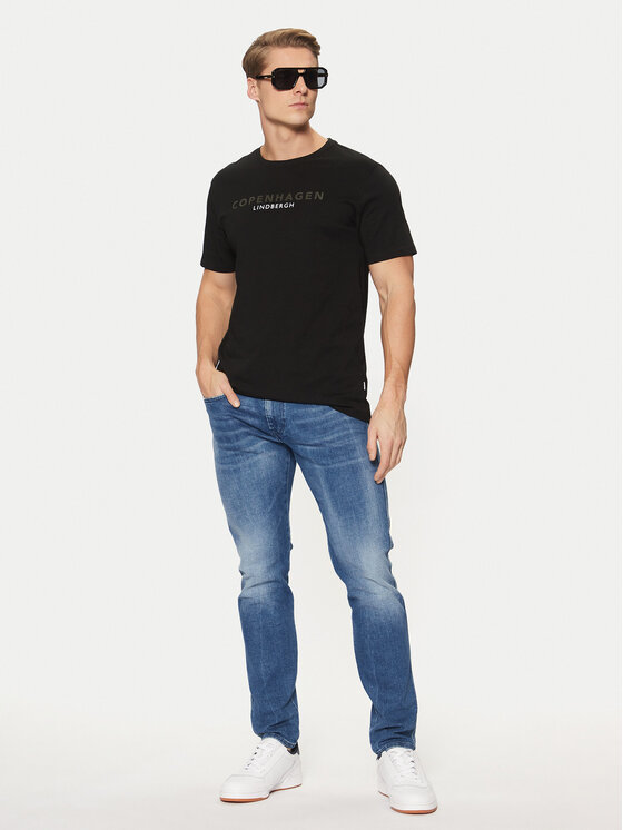 Lindbergh Lindbergh T-shirt 30-400200 Crna Relaxed Fit
