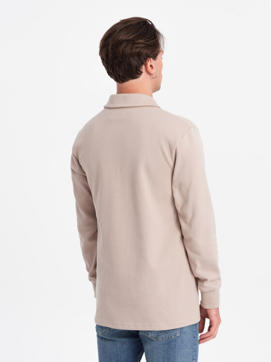 Ombre Ombre Mikina OM-SSNZ-0149 Béžová Regular Fit