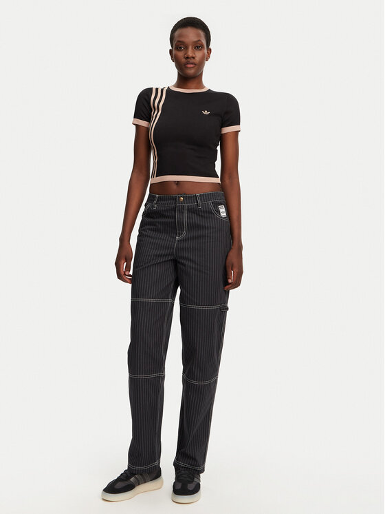 adidas adidas Тишърт Knitted 3-Stripes JJ0960 Черен Slim Fit
