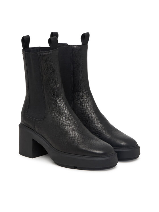 Calvin Klein Calvin Klein Μποτάκια Block Heel Chelsea Boot Lth HW0HW03694 Μαύρο
