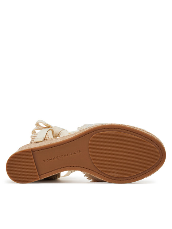 Tommy Hilfiger Tommy Hilfiger Espadrilles Fringe Canvas High Wedge FW0FW08878 Écru