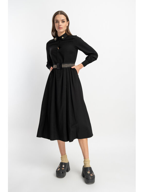 CLICK CLICK Košeľové šaty 60-6075 Čierna Forever Fit