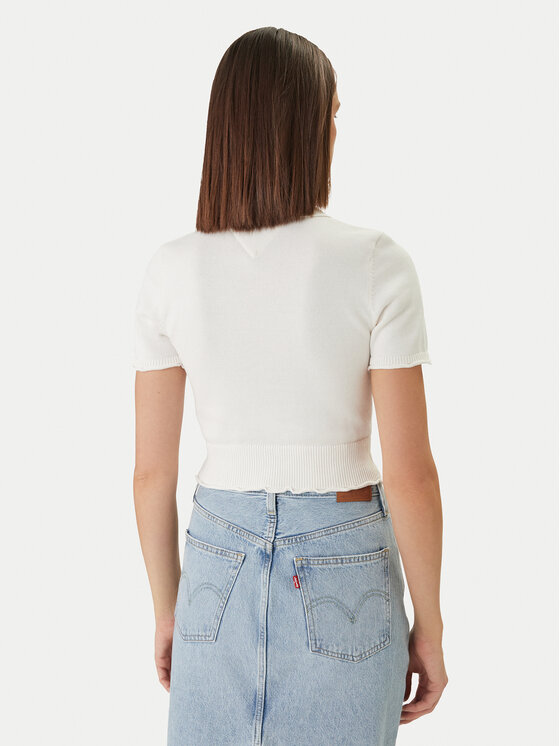 Tommy Jeans Tommy Jeans Тениска с яка и копчета DW0DW22597 Бял Slim Fit
