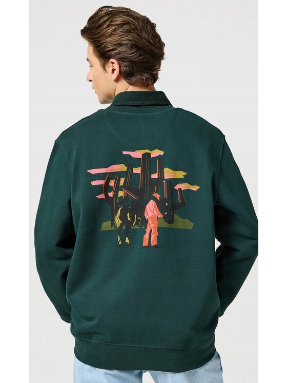 Wrangler Wrangler Bluza Crewneck Sweatshirt Zielony Regular Fit