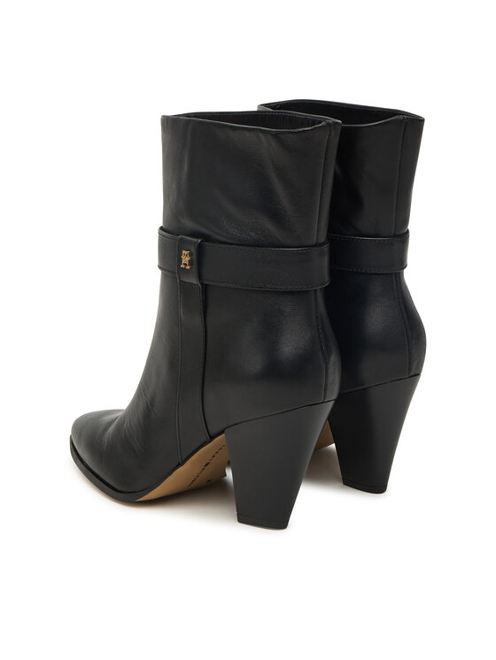 Tommy Hilfiger Tommy Hilfiger Saapad Th T-Strap Leather Pointy Bootie FW0FW08984 Must