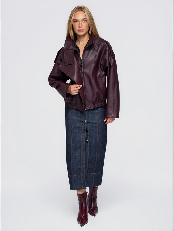 Ombre Ombre Bunda pro přechodné období OW-JT-E0020 Bordó Relaxed Fit
