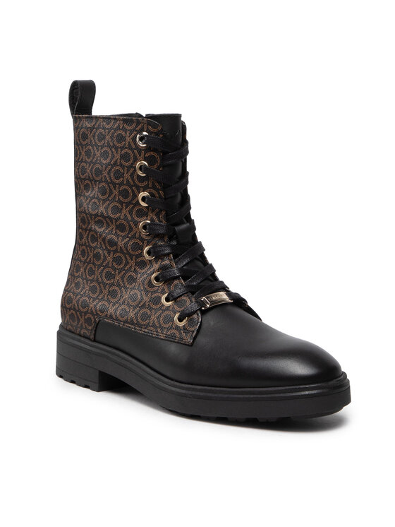 Calvin Klein Calvin Klein Trapper stila apavi Cleat Biker Boot - Mono Mix HW0HW01314 Melns