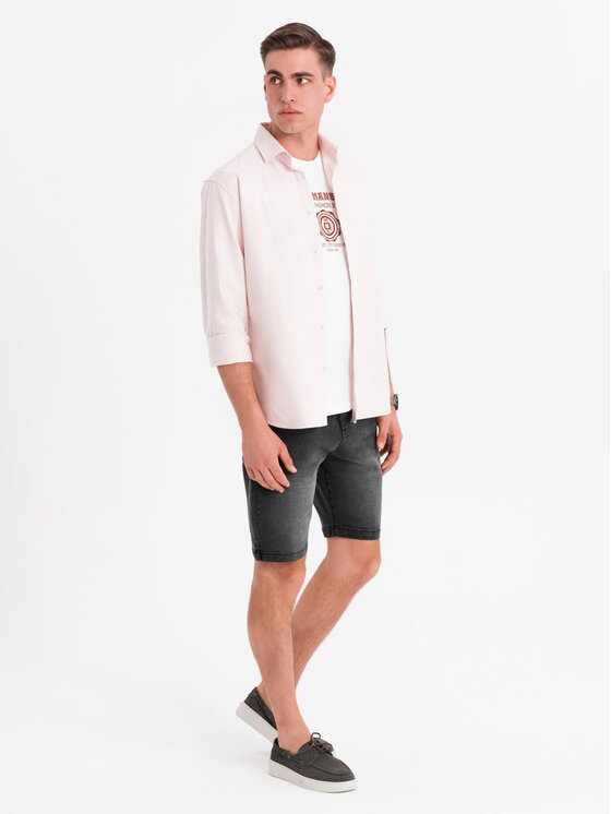 Ombre Ombre Szorty jeansowe OM-SRDS-0171 Czarny Regular Fit