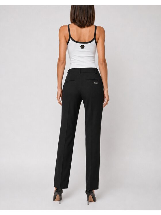 PHILIPP PLEIN PHILIPP PLEIN Bavlnené nohavice 31564 Čierna Straight Fit