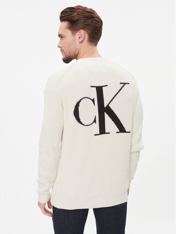 Calvin Klein Jeans Calvin Klein Jeans Bluză cu gât Blown Up J30J324507 Écru Regular Fit