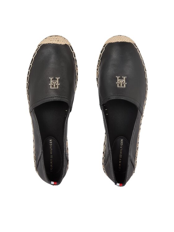 Tommy Hilfiger Tommy Hilfiger Espadrilės Th Leather Flat Espadrille FW0FW07720 Juoda