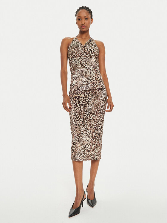 ViCOLO ViCOLO Kokteilinė suknelė TS0556 Ruda Slim Fit