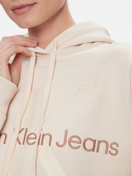 Calvin Klein Jeans Calvin Klein Jeans Majica dugih rukava Hero Monologo Short Hoodie J20J222540 Écru Regular Fit