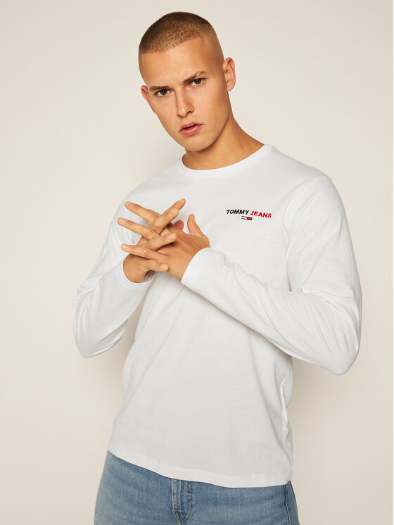 Tommy Jeans Marškinėliai ilgomis rankovėmis DM0DM09402 Balta Regular Fit •  Modivo.lt