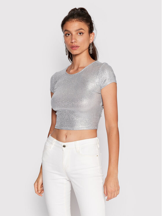 Guess Guess Blúzka W2YP34 KB840 Strieborná Slim Fit