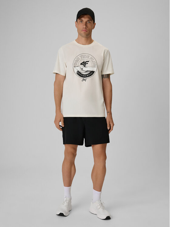 4F 4F T-Shirt CATCH THE WAVE Biały Regular Fit