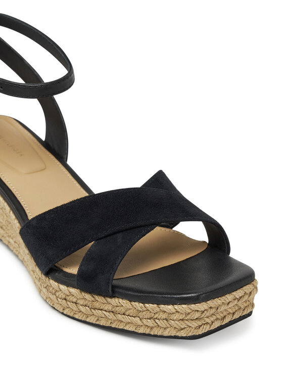 Tommy Hilfiger Tommy Hilfiger Espadrilles Leather & Suede Mid Wedge Espad FW0FW08804 Fekete