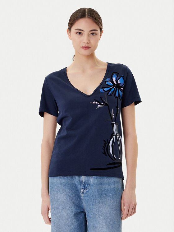 Desigual Desigual T-krekls Dumas 25WWTK28 Tumši zils Regular Fit