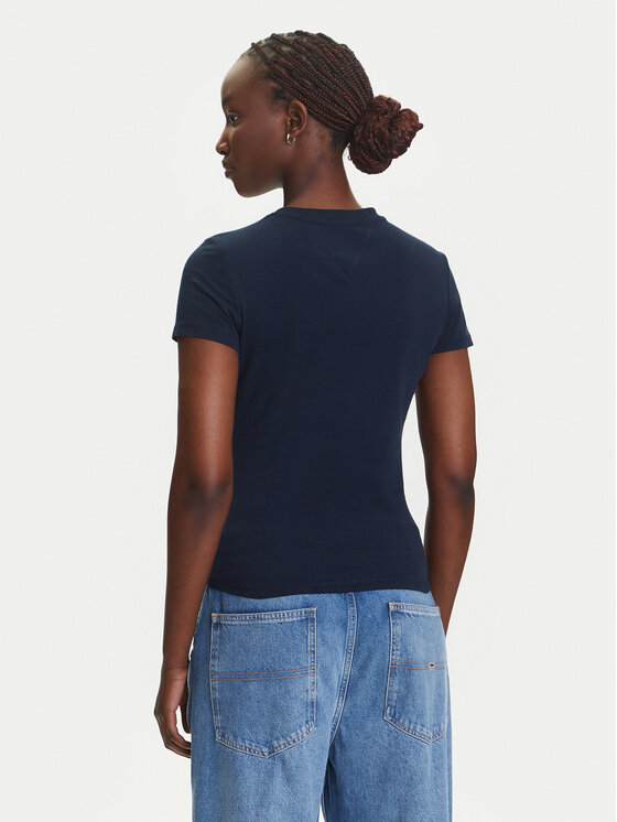Tommy Jeans Tommy Jeans Majica Linear DW0DW21422 Mornarsko modra Slim Fit