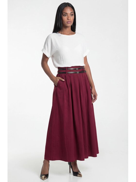 FIGL FIGL Maxi sukňa M1326 Bordová A-Line Fit