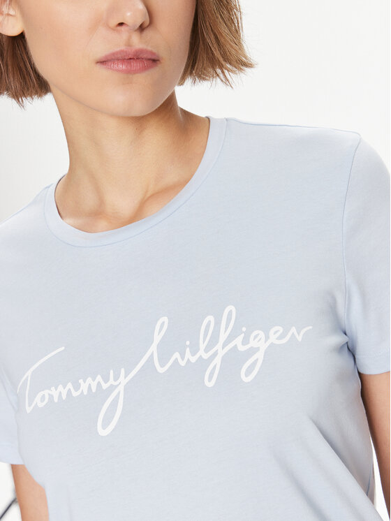 Tommy Hilfiger Tommy Hilfiger T-Shirt Signature WW0WW41674 Błękitny Regular Fit
