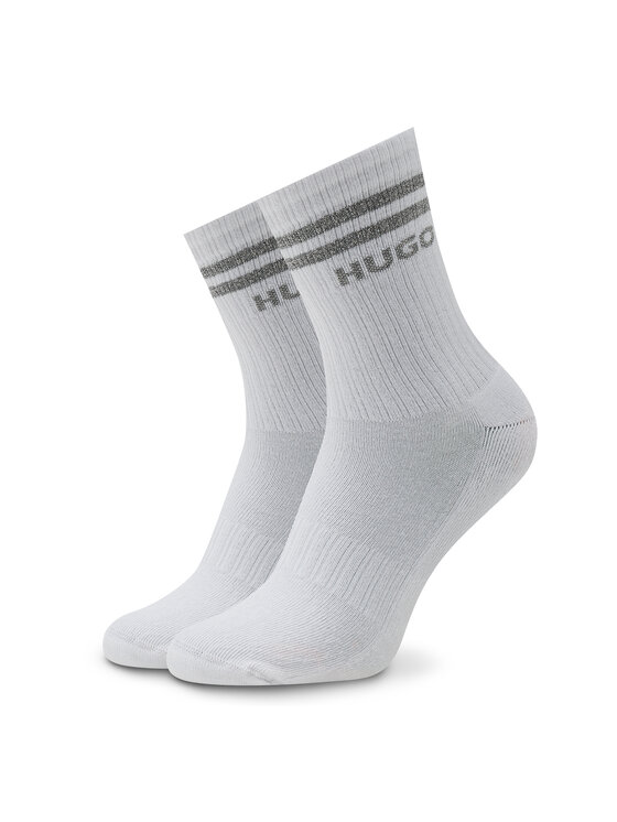 HUGO HUGO Dolge nogavice 3p Qs Rib Logo Cc W 50484149 Bela