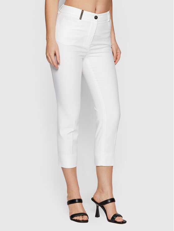 Peserico Peserico Kalhoty z materiálu P04855J0 Bílá Regular Fit