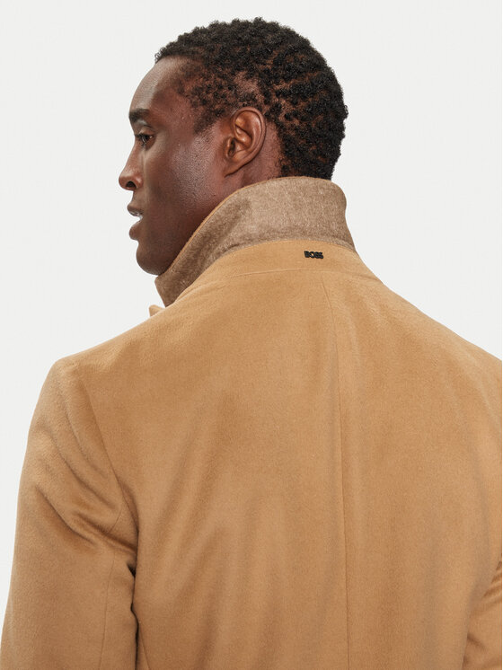 BOSS Boss Vilnonis paltas H-Hyde 50525739 Smėlio Slim Fit