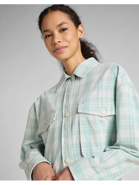 Lee Lee Koszula ELONGATED OVERSHIRT Zielony Regular Fit