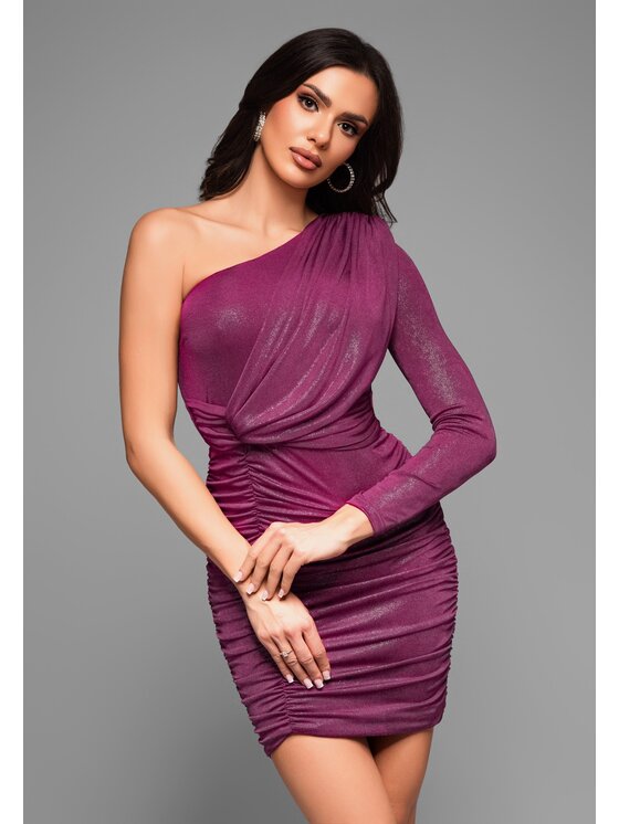 Ombre Ombre Sukienka koktajlowa LA-OM-DLR026 Bordowy Regular Fit