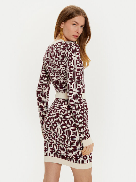 Elisabetta Franchi Elisabetta Franchi Kootud kleit AM-31B-47E2-V440 Bordoopunane Slim Fit