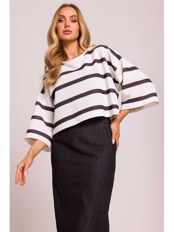 Made of Emotion Made of Emotion Mikina M844 Biela Baggy Fit