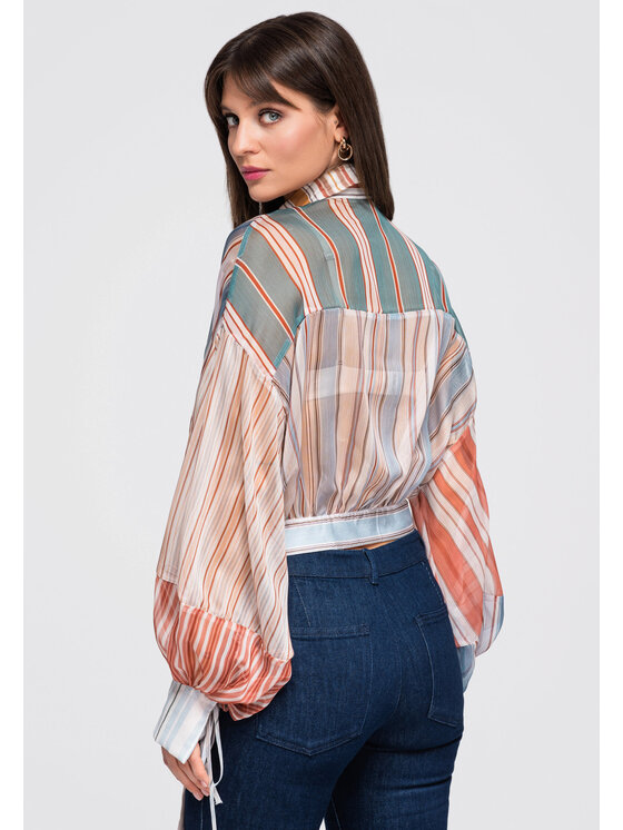 Ombre Ombre Koszula OW-SH-E0051 Pomarańczowy Loose Fit