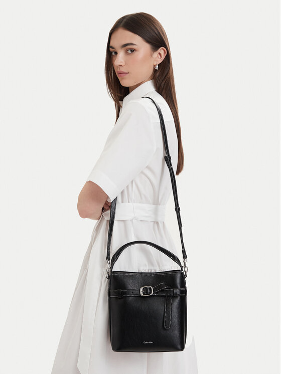 Calvin Klein Geantă Buckle Mini Bucket Crossbody LV04F3550G Negru