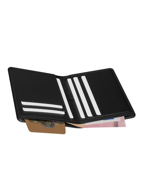 James Hawk James Hawk Mały Portfel Męski Męski skórzany portfel slim z RFID Czarny