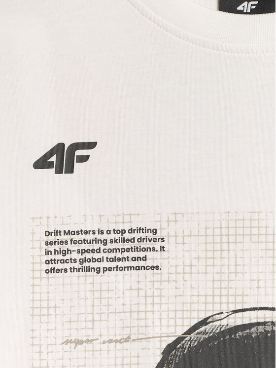 4F 4F T-Shirt MOTOSPORTS 2026 Biały Loose Fit
