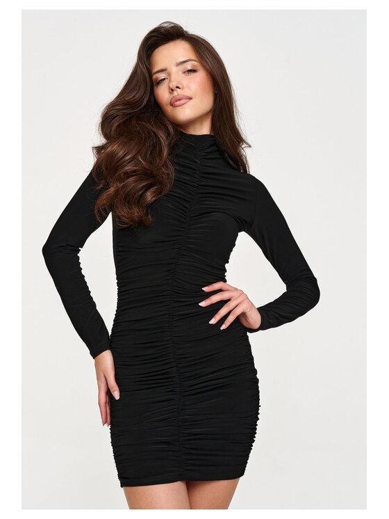 Makadamia Makadamia Sukienka codzienna M964 Czarny Fitted Fit
